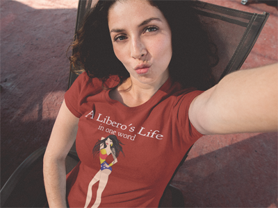 A Libero's Life in one word and other Volleybragswag volleyball tshirts on DearVolleyball.com