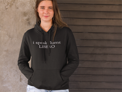I speak fluent LIBERO and other Volleybragswag volleyball tshirts on DearVolleyball.com