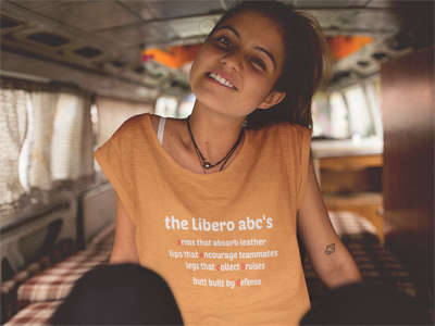 The LIBERO abc's and other Volleybragswag volleyball tshirts on DearVolleyball.com