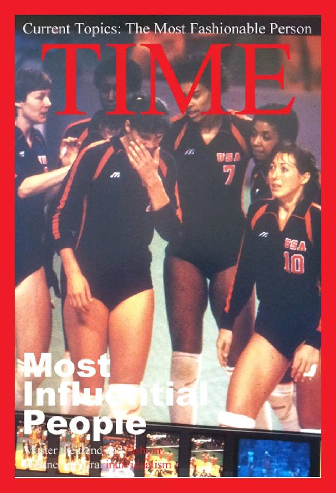 USA women's first ever Olympic silver medalists, '84 Los Angeles Olympics. Famous volleyball players Julie Vollertsen, Rose Magers, Paula Weishoff, Flo Hyman, Rita Crockett and Debbie Green.