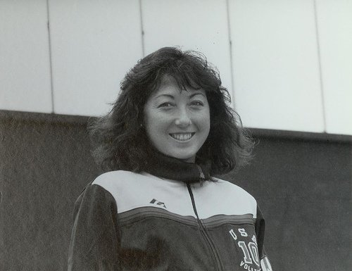 Olympic female volleyball players: silver medalist Debbie Green Vargas, the shortest player on the court