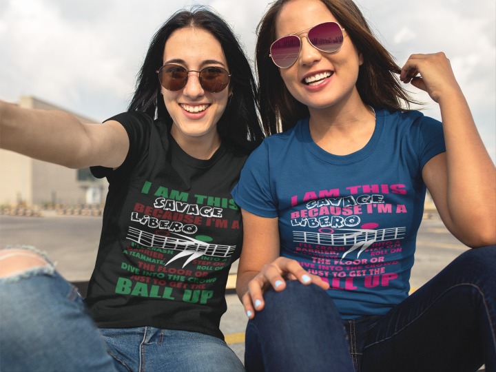 I am this savage because Im a LIBERO and other Volleybragswag volleyball t shirts sayings on DearVolleyball.com
